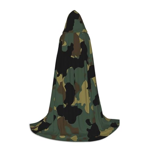 VANTUT Kapuzenumhang mit Camouflage-Muster, Uni, Erwachsene, Umhang mit Kapuze, Halloween, Karneval, Kapuzenumhang, Kostüm-Zubehör von VANTUT