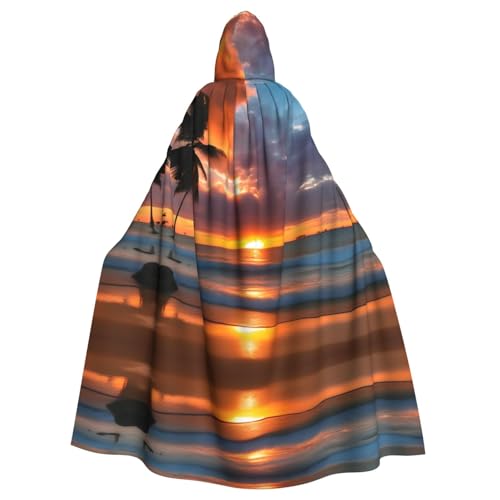 VANTUT Kapuzenumhang mit Sonnenuntergang am Strand, ideal für Halloween-Verkleidungen und Themenveranstaltungen von VANTUT