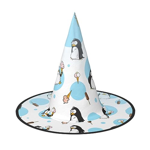 VANTUT Niedliche Pinguine, Halloween-Hexenhut für Damen, breite Krempe, faltbar, spitz, für Halloween-Party, 2 Stück von VANTUT