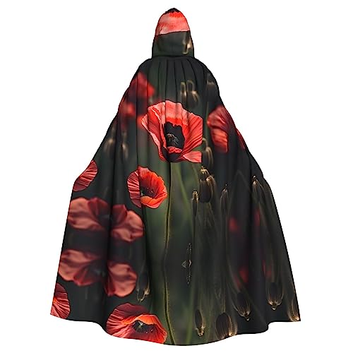 VANTUT Roter Mohnblumen-Umhang mit Kapuze, ideal für Halloween-Verkleidungen und Themenveranstaltungen von VANTUT