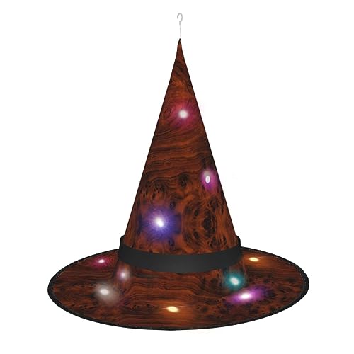 VANTUT Rotes Holz Halloween Hexenhüte LED Lichter Frauen Kostüm Zubehör Cosplay Erwachsene breite Krempe Hut 2 Stück von VANTUT