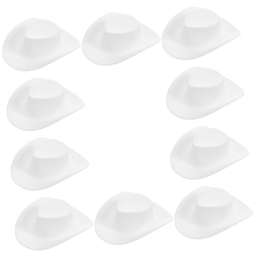 VANZACK 10 Stück Teiliges Miniatur Cowboy Hüte aus Stabilem Kunststoff Leichte Western Mini Hüte für Puppen DIY Bastelbedarf Partydekoration Weiß Langlebig und Formbeständig VANZACK 10 Stück Teiliges Miniatur Cowboy Hüte aus Stabilem Kunststoff Leichte Western Mini Hüte für Puppen DIY Bastelbedarf Partydekoration Weiß Langlebig und Formbeständig von VANZACK