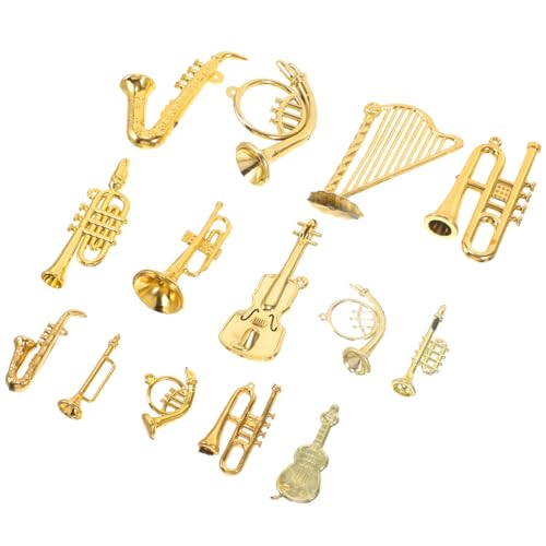 VANZACK 14St Kleiner Musikinstrumentenanhänger Miniatur Gitarre Verzierungen für Musikinstrumente weihnachtsbaumdeko Tannenbaum Dekoration Modelle von Weihnachtsinstrumenten Acryl Golden von VANZACK