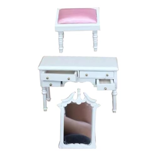 VANZACK 1Satz Maßstab Weißes Make Up Tischset Mit Schubladen Für Schlafzimmer Dekoration Puppenhaus Möbel Zubehör VANZACK 1Satz Maßstab Weißes Make Up Tischset Mit Schubladen Für Schlafzimmer Dekoration Puppenhaus Möbel Zubehör von VANZACK