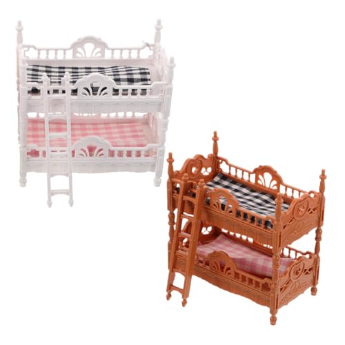 VANZACK 2 Sätze Miniatur Puppenhaus Etagenbett Realistische Puppenhaus Schlafzimmermöbel mit Matratzen und Leiter Stabile Kunststoff Stoffausführung für Kreatives Rollenspiel und VANZACK 2 Sätze Miniatur Puppenhaus Etagenbett Realistische Puppenhaus Schlafzimmermöbel mit Matratzen und Leiter Stabile Kunststoff Stoffausführung für Kreatives Rollenspiel und von VANZACK