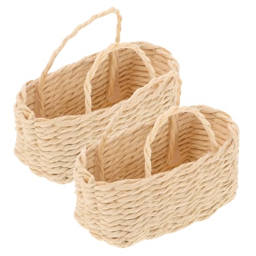 VANZACK 2 Stück Miniaturkorb Handgeflochten mit Griffen Kleiner Aufbewahrungskorb für Puppenhaus Vielseitiger Rattan Miniaturkorb für Blumendekoration und Kleine Gegenstände VANZACK 2 Stück Miniaturkorb Handgeflochten mit Griffen Kleiner Aufbewahrungskorb für Puppenhaus Vielseitiger Rattan Miniaturkorb für Blumendekoration und Kleine Gegenstände von VANZACK