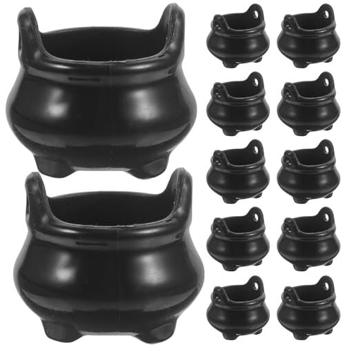 VANZACK 24 Stück Miniatur-, Halloween-miniaturen, Puppenhaus-Dekoration, Kleine Topf-Ornamente aus Schwarzem Kunststoff VANZACK 24 Stück Miniatur-, Halloween-miniaturen, Puppenhaus-Dekoration, Kleine Topf-Ornamente aus Schwarzem Kunststoff von VANZACK