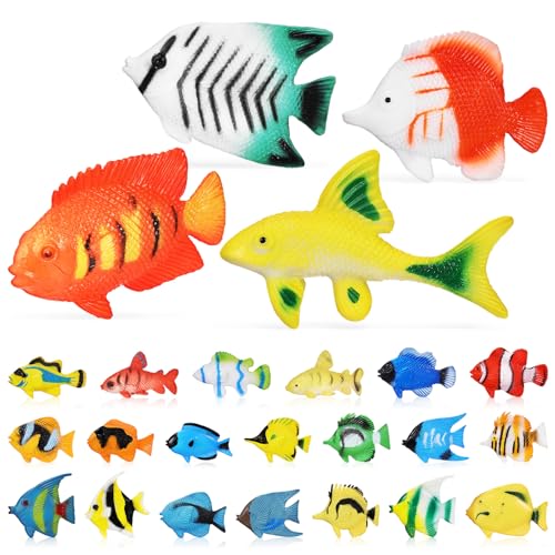 VANZACK 24 Stück Kunststoff Fische Spielzeug für Kinder Realistische Kleiner Plastikfisch Modelle für Aquarien Strandspielzeug und Lernspielzeug VANZACK 24 Stück Kunststoff Fische Spielzeug für Kinder Realistische Kleiner Plastikfisch Modelle für Aquarien Strandspielzeug und Lernspielzeug von VANZACK