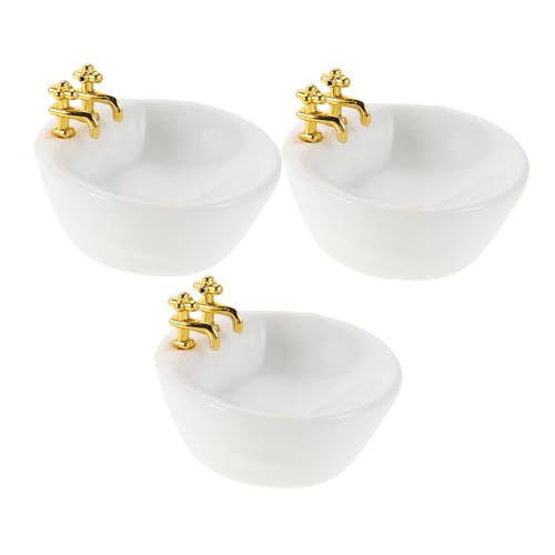 VANZACK 3 Stück Maßstab Weißes Puppenhaus Badezimmer Zubehör Realistische Miniatur Waschbecken Möbel für Puppenhaus Spielsets VANZACK 3 Stück Maßstab Weißes Puppenhaus Badezimmer Zubehör Realistische Miniatur Waschbecken Möbel für Puppenhaus Spielsets von VANZACK