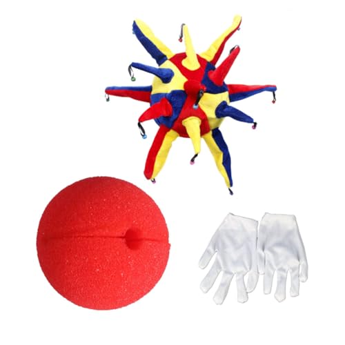 VANZACK 3 Stück Teiliges Clown Kostüm mit Hut Nase Handschuhen für Karneval Fasching Kostümpartys Lustige Verkleidung für Erwachsene VANZACK 3 Stück Teiliges Clown Kostüm mit Hut Nase Handschuhen für Karneval Fasching Kostümpartys Lustige Verkleidung für Erwachsene von VANZACK