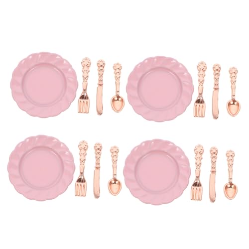 VANZACK 4 Sätze Miniatur Puppenhaus Geschirrset Teiligem Besteck in Roségold Realistische Mini Teller Löffel Gabeln und Messer für Puppenhaus Dekoration und DIY VANZACK 4 Sätze Miniatur Puppenhaus Geschirrset Teiligem Besteck in Roségold Realistische Mini Teller Löffel Gabeln und Messer für Puppenhaus Dekoration und DIY von VANZACK