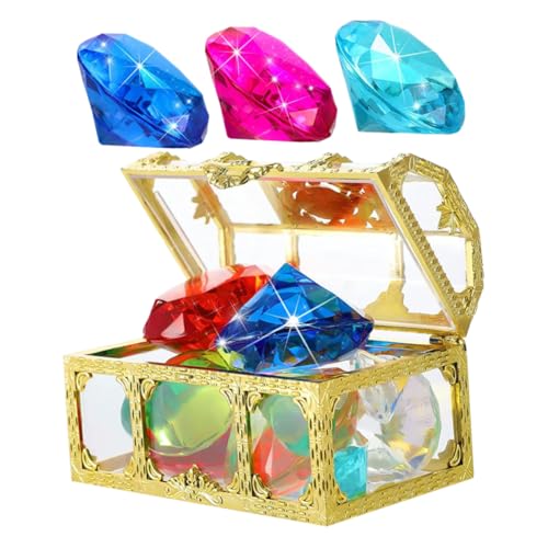 VANZACK Bunte Tauchjuwelen Poolspielzeug mit Piratenschatztruhe für Jahre Lebensechte Acryl Edelsteine Langlebig für Schwimm Rollenspiele VANZACK Bunte Tauchjuwelen Poolspielzeug mit Piratenschatztruhe für Jahre Lebensechte Acryl Edelsteine Langlebig für Schwimm Rollenspiele von VANZACK