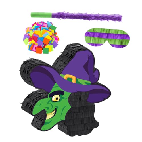 VANZACK Halloween Hexen Pinata mit und Augenbinde Papierkonfetti Interaktives Partyspiel für Geburtstag und Halloween Feierdekoration VANZACK Halloween Hexen Pinata mit und Augenbinde Papierkonfetti Interaktives Partyspiel für Geburtstag und Halloween Feierdekoration von VANZACK