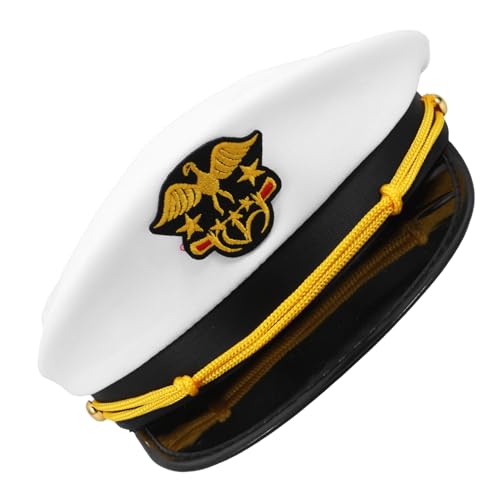 VANZACK Kapitänsmütze Marinehut aus Atmungsaktivem Verstellbar mit Sonnenschutz für Party Bühnenauftritte und Cosplay Weiß Kopfumfang VANZACK Kapitänsmütze Marinehut aus Atmungsaktivem Verstellbar mit Sonnenschutz für Party Bühnenauftritte und Cosplay Weiß Kopfumfang von VANZACK