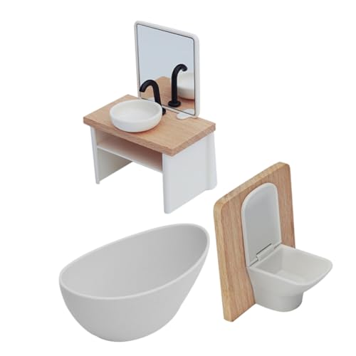 VANZACK Maßstab Dusche Waschbecken Toilette Rollenspiel Dekoration Stabile Kunststoff Holz Materialien VANZACK Maßstab Dusche Waschbecken Toilette Rollenspiel Dekoration Stabile Kunststoff Holz Materialien von VANZACK