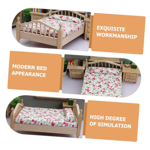 VANZACK Maßstab Simuliertes Möbelmodell Zierliches Doppelbett mit Floralem Muster Dekoratives Puppenhaus Schlafzimmer Ornament Leicht und Sicher VANZACK Maßstab Simuliertes Möbelmodell Zierliches Doppelbett mit Floralem Muster Dekoratives Puppenhaus Schlafzimmer Ornament Leicht und Sicher von VANZACK