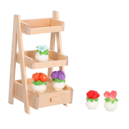 VANZACK Miniatur-Dollhouse-Blumen Mini-Pflanzen in Farbtöpfen Holzregal Platzsparende Mini-deko Vielseitig für Puppenhaus DIY-Ornamente und Kleine Räume VANZACK Miniatur-Dollhouse-Blumen Mini-Pflanzen in Farbtöpfen Holzregal Platzsparende Mini-deko Vielseitig für Puppenhaus DIY-Ornamente und Kleine Räume von VANZACK