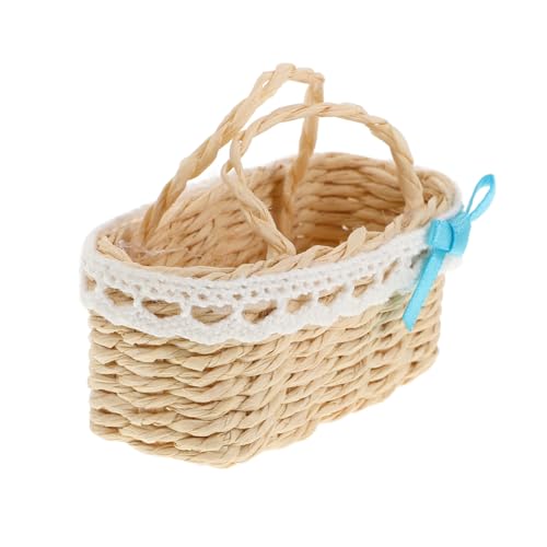 VANZACK Miniatur Handkorb Puppenhaus Handgefertigter Gewebter Aufbewahrungskorb mit Griff Vielseitig Einsetzbar für Puppenhaus Feengarten und Kleine Dekorationen VANZACK Miniatur Handkorb Puppenhaus Handgefertigter Gewebter Aufbewahrungskorb mit Griff Vielseitig Einsetzbar für Puppenhaus Feengarten und Kleine Dekorationen von VANZACK