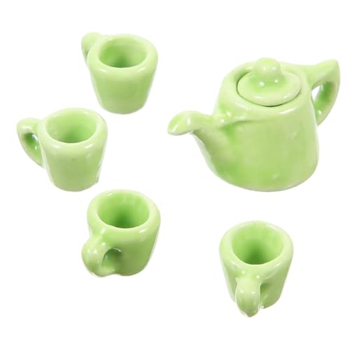 VANZACK Miniatur Keramik Teeset Teilig Miniatur Kanne und Tassen Set Puppenhaus Zubehör Grün Kleine Dekoration Tragbar Geschenkideen VANZACK Miniatur Keramik Teeset Teilig Miniatur Kanne und Tassen Set Puppenhaus Zubehör Grün Kleine Dekoration Tragbar Geschenkideen von VANZACK