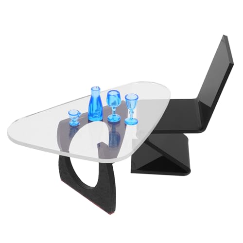 VANZACK Miniatur Puppenhaus Möbel Miniatur Tisch und Stuhl Modell für Puppenhaus Wohnzimmer mit Mini Tisch Stuhl und Weinglas für Mini Haus Zubehör VANZACK Miniatur Puppenhaus Möbel Miniatur Tisch und Stuhl Modell für Puppenhaus Wohnzimmer mit Mini Tisch Stuhl und Weinglas für Mini Haus Zubehör von VANZACK