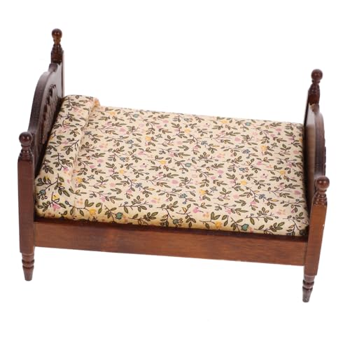 VANZACK Miniatur Puppenhausbett aus Holz Europäisches Doppelbett Realistische Miniaturmöbel Detailreiches Design Passend für Puppenhaus Schlafzimmerdekor VANZACK Miniatur Puppenhausbett aus Holz Europäisches Doppelbett Realistische Miniaturmöbel Detailreiches Design Passend für Puppenhaus Schlafzimmerdekor von VANZACK