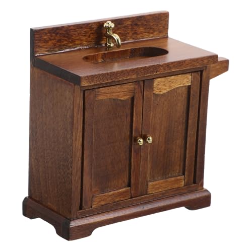 VANZACK Puppenhaus Badezimmermöbel Waschbecken mit Doppel Tür Schrank aus Holz für Realistische Miniatur Bad Szene Sammler Zubehör VANZACK Puppenhaus Badezimmermöbel Waschbecken mit Doppel Tür Schrank aus Holz für Realistische Miniatur Bad Szene Sammler Zubehör von VANZACK