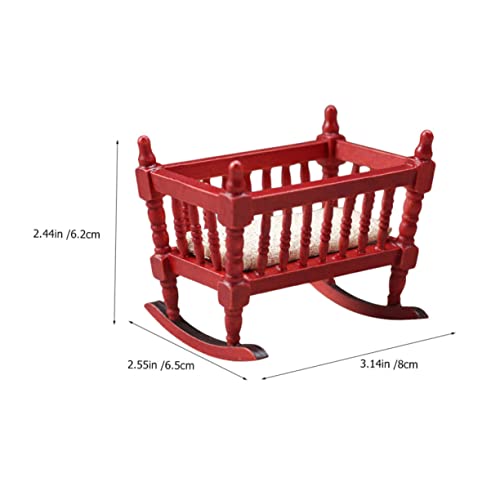 VANZACK Puppenhaus Möbel Miniatur Babybett Dekoration Kinderzimmer Zubehör Rote Holzfarbe VANZACK Puppenhaus Möbel Miniatur Babybett Dekoration Kinderzimmer Zubehör Rote Holzfarbe von VANZACK