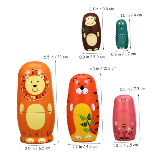 VANZACK Russische Holz Nistpuppen mit Bunten Tiermustern Stapelbare Russische Puppen für Jungen Dekorative Handbemalte Holzfiguren als Geschenk und Wohnaccessoire VANZACK Russische Holz Nistpuppen mit Bunten Tiermustern Stapelbare Russische Puppen für Jungen Dekorative Handbemalte Holzfiguren als Geschenk und Wohnaccessoire von VANZACK