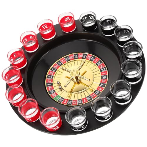 VANZACK Schnapsglas-Roulette-Trinkspiel 1 Satz Poker-Spielset – Roulette-Rad 2 Kugeln Und 16 Gläser -Partyspiele Für Erwachsene Shot- -Trinkspiel von VANZACK