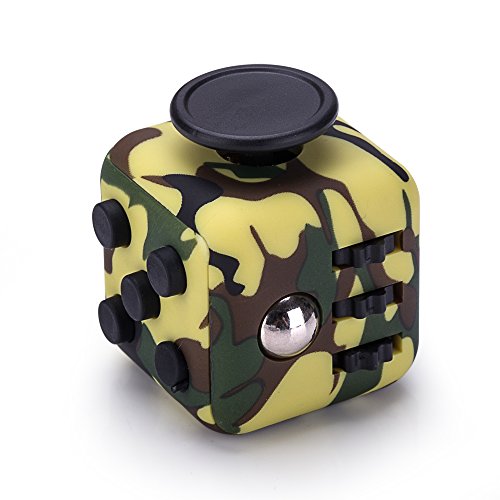 VAPIAO [Anti Stress Würfel [wie Fidget Cube] mit 6 Seiten und Funktionen gegen Stress in Camo Grün Tarnfarben von VAPIAO