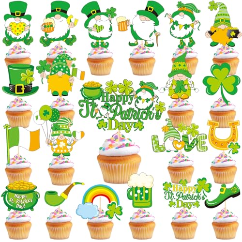 VARACL Cupcake-Topper "Happy St. Patrick's Day", 21 Stück, Kleeblatt-Cupcake-Topper, St. Patrick's Day, Kuchendekoration, Kleeblatt-Zahnstocher, Lebensmitteldekorationen für St. Patrick's Day, VARACL Cupcake-Topper "Happy St. Patrick's Day", 21 Stück, Kleeblatt-Cupcake-Topper, St. Patrick's Day, Kuchendekoration, Kleeblatt-Zahnstocher, Lebensmitteldekorationen für St. Patrick's Day, von VARACL