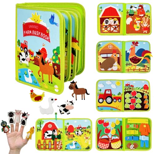 VARANO Bauernhof Busy Board für Kleinkinder 1-3, Montessori Spielzeug ab 1 2 3 4 Jahr, Geschenk für Jungen Mädchen, Quiet Activity Book Auto Flugzeug Spielzeug für Kinder 2-4 (Bauernhof) von VARANO