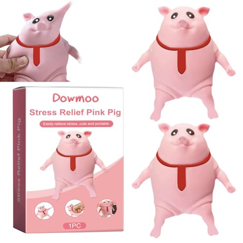 VARKAGE 2 Stück Anti Stress Schwein Original, Süßes Rosa Squeeze Wutschwein Spielzeug, Piper The Pig Zum Schlagen, Sensorisches Fidget-Spielzeug für Jungen und Mädchen, Spaßige Party-Druckspielzeuge von VARKAGE