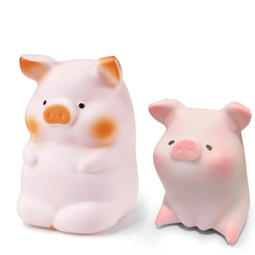 VARKAGE 2 Stück Anti Stress Schwein Spielzeug Pu, Schwein Zum Schlagen, Stressabbau Quetschspielzeug Lustiges Anti Stress Piggy Squeeze Toy Dekompressions Schwein Geschenke für Erwachsene von VARKAGE