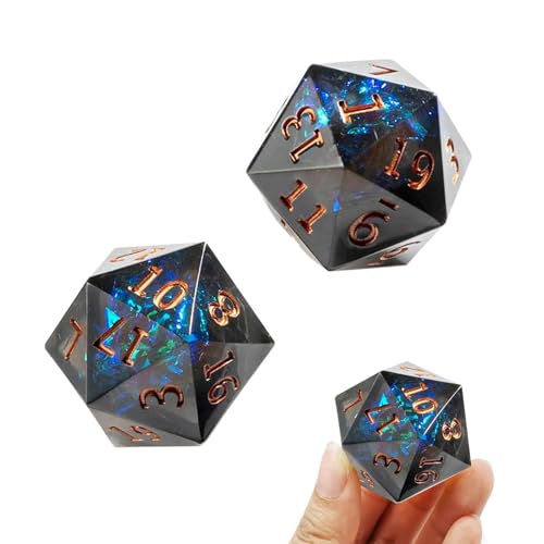 VARKAGE 2 Stück D20 Würfel, 22Mm Dice Set, Polyedrische Würfel für Dungeons und Dragons Ttrpg MTG Rollenspiele Tischspiele Würfel, Schwarz von VARKAGE