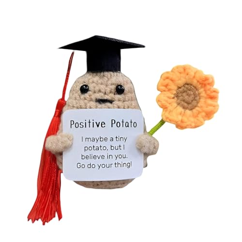 VARKAGE 2 Stück Positive Kartoffel Deutsch mit Bachelor Hut, Positive Potato, Mutmacher Geschenk, Motivationsgeschenke für Freundin Geschenke von VARKAGE