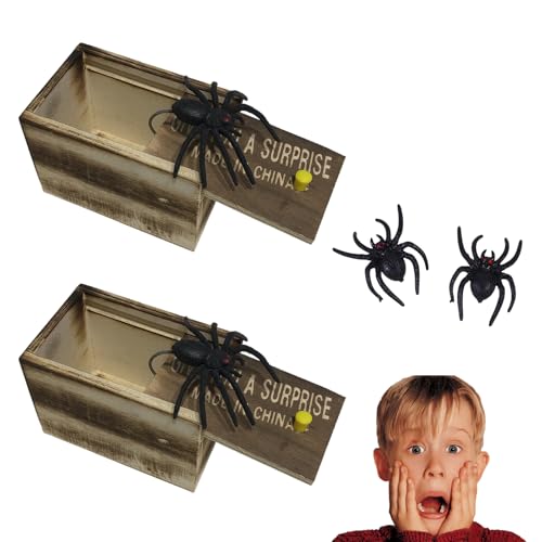 VARKAGE 2 Stücke Spinne in Der Box, Spinnenbox Scherzartikel, Spider Prank Box, Realistische Spinnenbox aus Geschenk für Geschenkbox, Kinder Erwachsene Party Favors Gifts (2 Spinnen) von VARKAGE