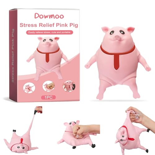 VARKAGE Anti Stress Schwein Original, Süßes Rosa Squeeze Wutschwein Spielzeug, Piper The Pig Zum Schlagen, Sensorisches Fidget-Spielzeug für Jungen und Mädchen, Spaßige Party-Druckspielzeuge von VARKAGE