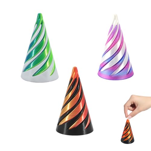 Varkage 3 Pcs Impossible Cone, Pyramid 3D Printed Spiral Cone Toy, Relief Anti Stress 3D Spirale, Spiral Cone Fidget Toy für Kinder und Erwachsene Geschenk von VARKAGE