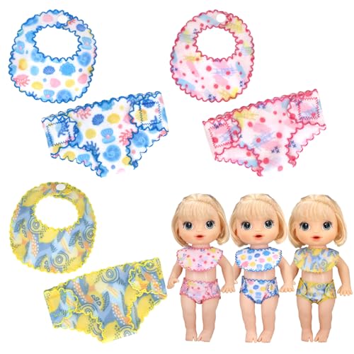 Varkage 6 Pack Baby Puppe Zubehör Windeln Set, Puppenwindeln, Puppe Kleidung Windeln und Lätzchen Puppe Kleidung Zubehör für 14 Zoll von VARKAGE