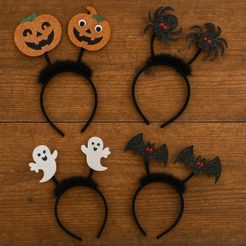 VARZI Halloween-Haarreif – 4 lustige Designs mit Kürbissen, Geistern, Fledermäusen und Spinnen für Partys und Kostüme VARZI Halloween-Haarreif – 4 lustige Designs mit Kürbissen, Geistern, Fledermäusen und Spinnen für Partys und Kostüme von VARZI