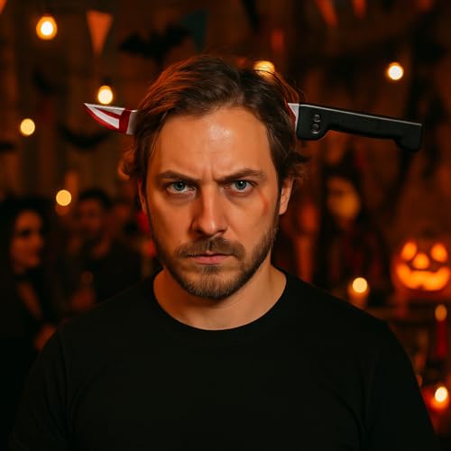 VARZI Halloween Stirnband mit blutigem Messer - Horror Haarreif für Verkleidungen, Streiche, Cosplay und Mottopartys VARZI Halloween Stirnband mit blutigem Messer - Horror Haarreif für Verkleidungen, Streiche, Cosplay und Mottopartys von VARZI
