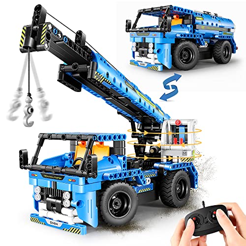 Vatos Technik Ferngesteuerte Bauspielzeug – 2 in 1 Technic Fahrzeug Bausätze für Kinder | 401 Stück 2.4GHz RC Baukran LKW Spielzeug Geschenke für 6-12+ Jahre alte Jungen Mädchen von VATOS