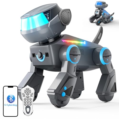 VATOS Roboter Hund Kinder Spielzeug, Programmierbarer Ferngesteuerter Roboterhund mit Bluetooth und LED-Augen,Singen Tanzen Wiederaufladbarer Interaktiver Roboterhunde für Jungen Mädchen ab 3-10,Grau VATOS Roboter Hund Kinder Spielzeug, Programmierbarer Ferngesteuerter Roboterhund mit Bluetooth und LED-Augen,Singen Tanzen Wiederaufladbarer Interaktiver Roboterhunde für Jungen Mädchen ab 3-10,Grau von VATOS