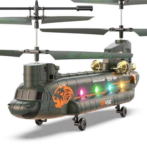 VATOS Hubschrauber Ferngesteuert, 2.4GHz Militär Transport RC Hubschrauber mit Höhenhaltung, EIN-Tasten-Start/Landung, LED Licht, Armee RC Helikopter Spielzeug für Jungen Kinder und Militär Fans VATOS Hubschrauber Ferngesteuert, 2.4GHz Militär Transport RC Hubschrauber mit Höhenhaltung, EIN-Tasten-Start/Landung, LED Licht, Armee RC Helikopter Spielzeug für Jungen Kinder und Militär Fans von VATOS