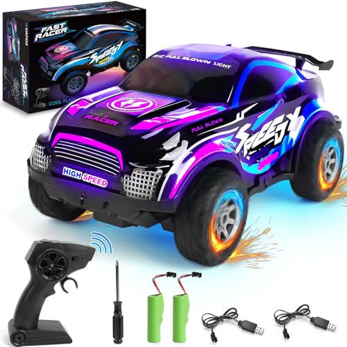 VATOS LED Ferngesteuertes Auto Offroad,2.4Ghz 1:22 Kinder Lila RC Buggy,2 Batterien 50Min Spielzeit 15 KM/H Schnelle Geschwindigkeit Elektrisches Offroad Spielzeug Auto,Geschenke für Jungen Mädchen 3+ von VATOS