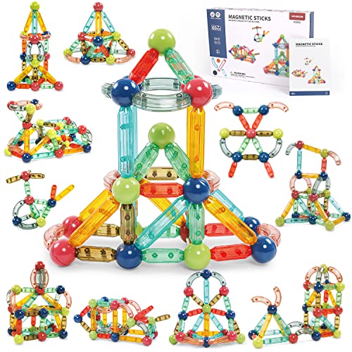 VATOS Magnetische Bausteine – 60 Teile Magnetspielzeug Stöcke ab 3 Jahre Jungen Mädchen, STEM Magnetbausteine Kugeln und Stangen Set Pädagogisches Montessori Spielzeug für Kinder ab 2 3 4 5 6 7 Jahre VATOS Magnetische Bausteine – 60 Teile Magnetspielzeug Stöcke ab 3 Jahre Jungen Mädchen, STEM Magnetbausteine Kugeln und Stangen Set Pädagogisches Montessori Spielzeug für Kinder ab 2 3 4 5 6 7 Jahre von VATOS