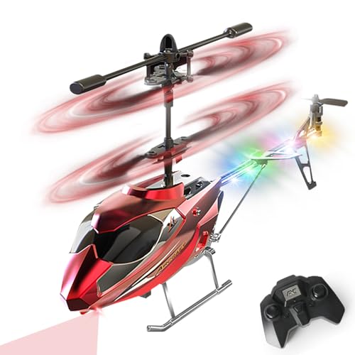 VATOS RC-Hubschrauber für Jungen, 2.4G Ferngesteuerter Hubschrauber mit LED-Licht für Kinder ab 12 Jahren, Feste Höhe, Start mit Einer Taste, RC-Flugzeuge Jungen und Erwachsene von VATOS