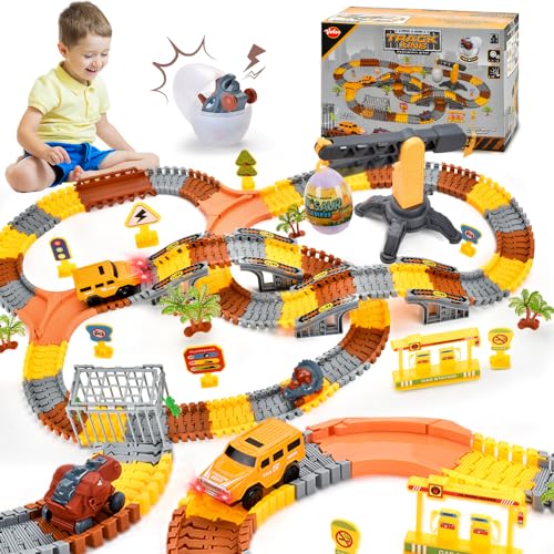 VATOS Rennstrecken Track Spielzeugautos für Kinder, 271pcs Konstruktion mit 3pcs Auto und Flexible Set erstellen Engineering Geschenke für 3 4 5 6 Jahre alt Jungen Mädchen von VATOS