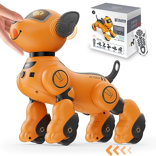 VATOS Roboter Hund Kinder Ferngesteuerter Spielzeug - Sprach und 2,4 GHz Fernsteuerung Haustier Roboterhund mit 20+ Funktionen, Programmierbarer Tanz Musik RC Roboter Hund für Kinder 3-12 Jahren von VATOS